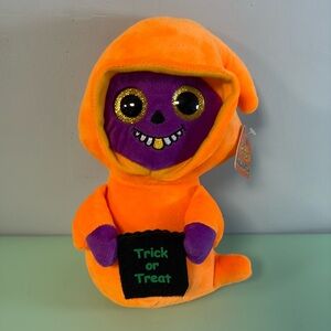 Orange Halloween Ghoul with Trick or Treat Bag, Kids Halloween Stuffed Plush Toy